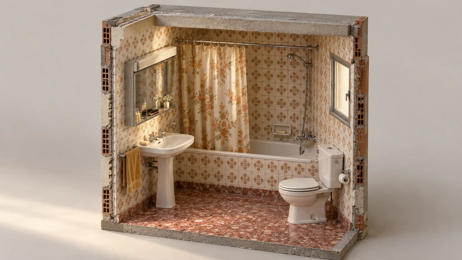 Recreación de un baño antiguo antes de la reforma