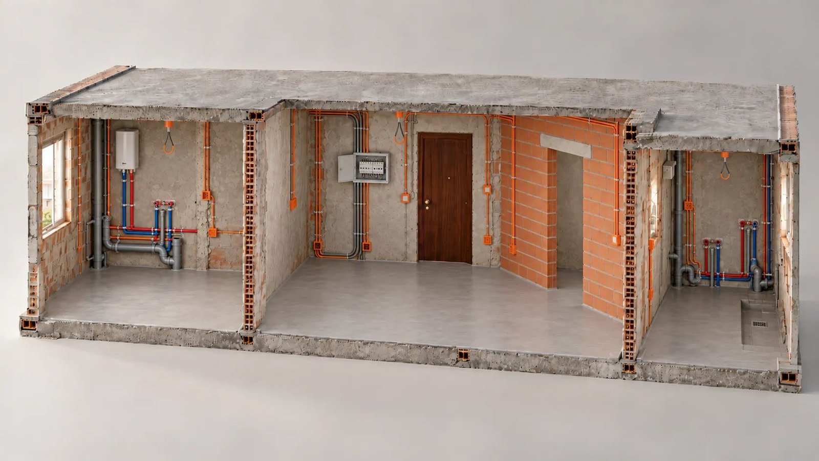 Recreación del piso con las instalaciones nuevas a la vista